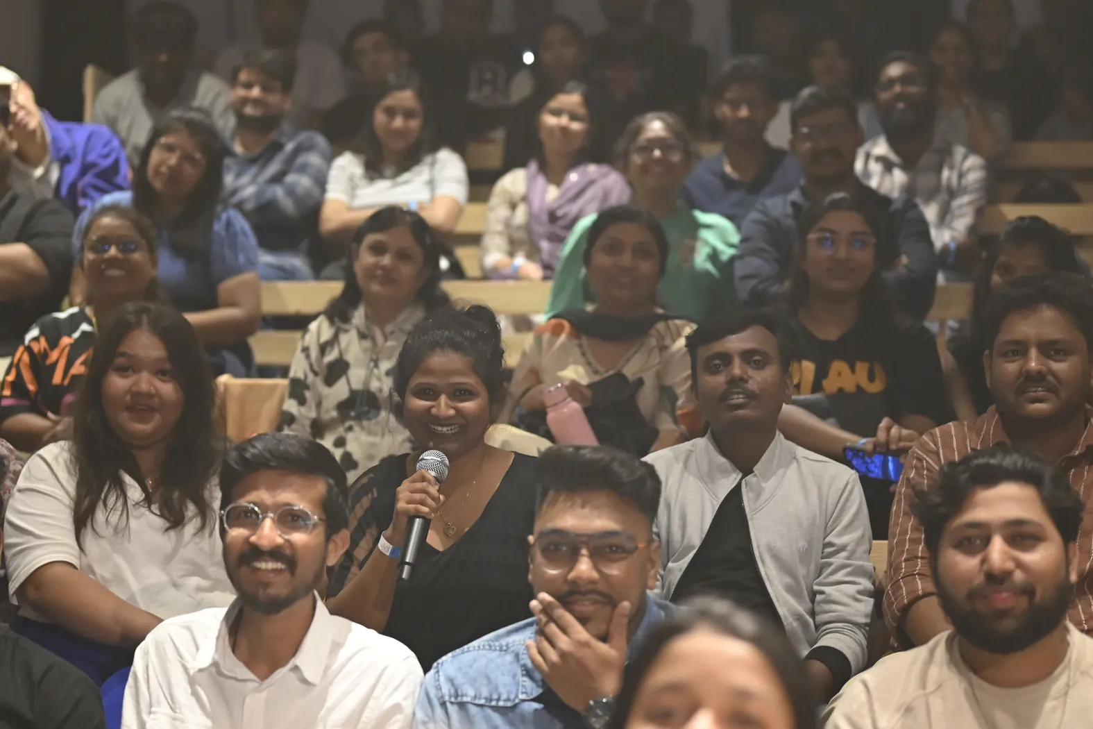 A packed room of young people at a Faith Unmute night